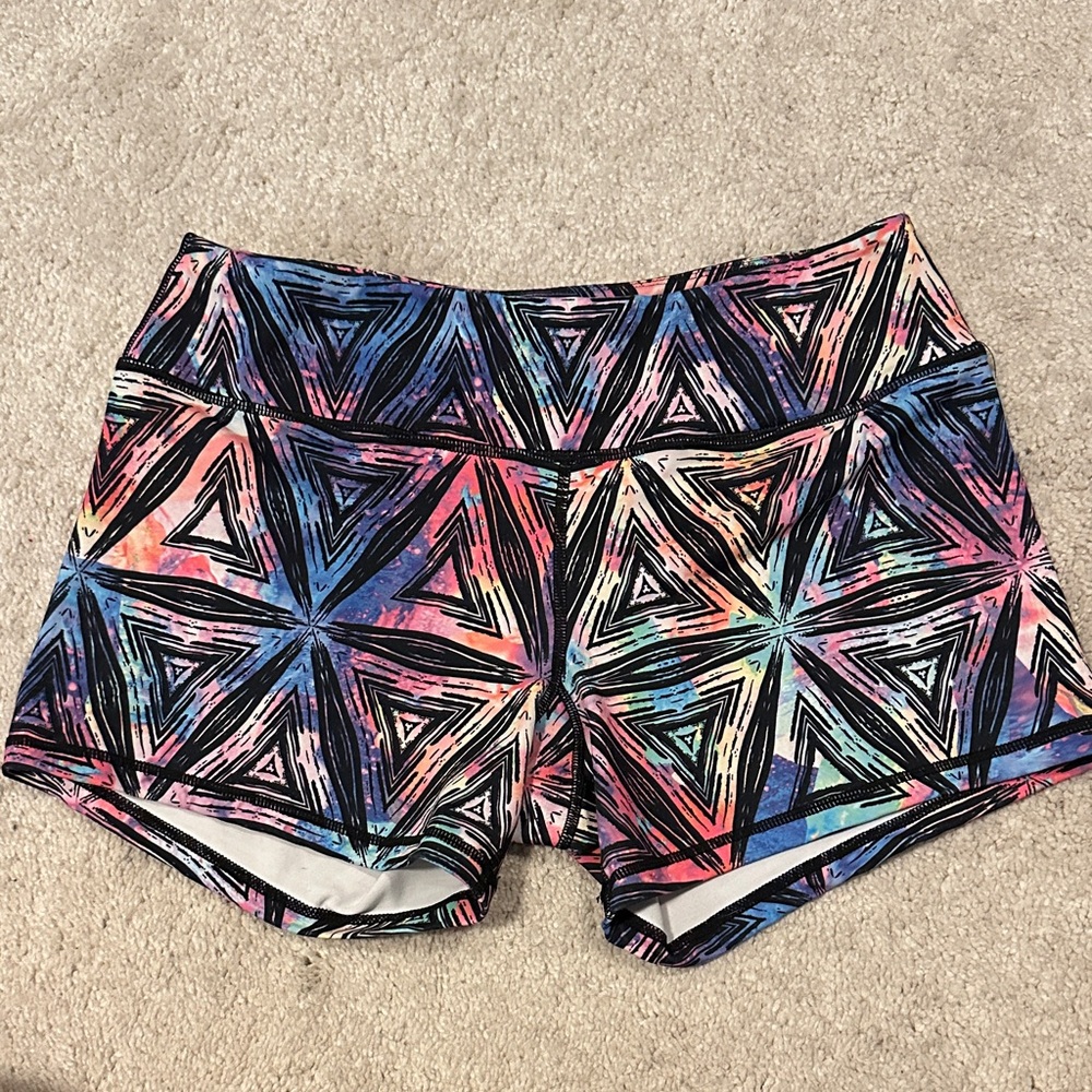 Born Primitive Multicolor Geometric Print Women’s Athletic Shorts medium